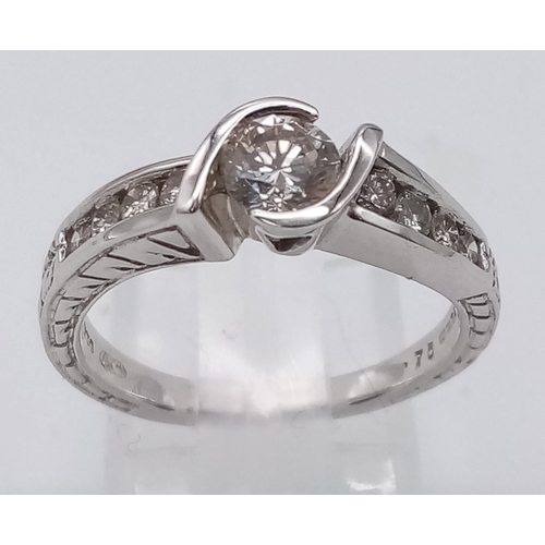 162 - A 18K WHITE GOLD DIAMOND SET RING 0.75CT 4.8G SIZE N
ref: JR2 - 30