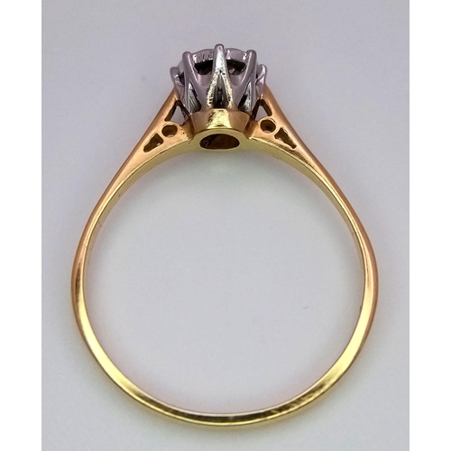 190 - A 18K YELLOW GOLD OLD CUT DIAMOND SOLITAIRE RING 0.20CT 2.3G SIZE P
ref: A/S 4028