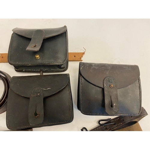 320 - Three French WW1 Lebel Ammo Pouches with Strap and Belt.
ML470