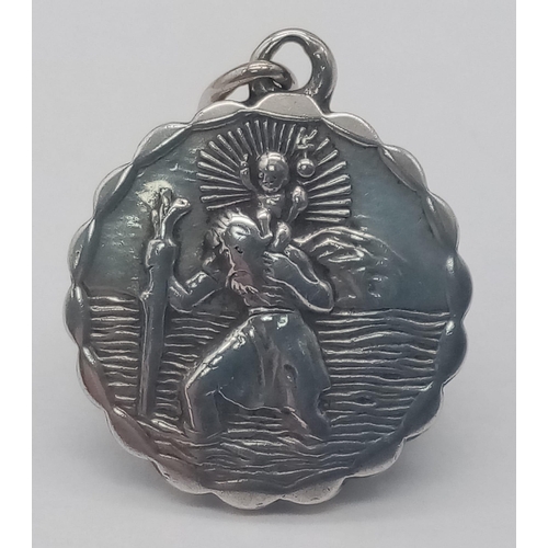 381 - A Rare Vintage Georg Jensen Silver St. Christopher Pendant.
2.2cm Length. St. Christopher on Front a... 