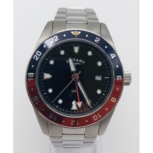 430 - A Rotary GMT Pepsi Bezel Automatic Gents Watch. Stainless steel bracelet and case - 42mm. Black dial... 