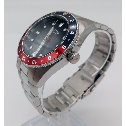 430 - A Rotary GMT Pepsi Bezel Automatic Gents Watch. Stainless steel bracelet and case - 42mm. Black dial... 