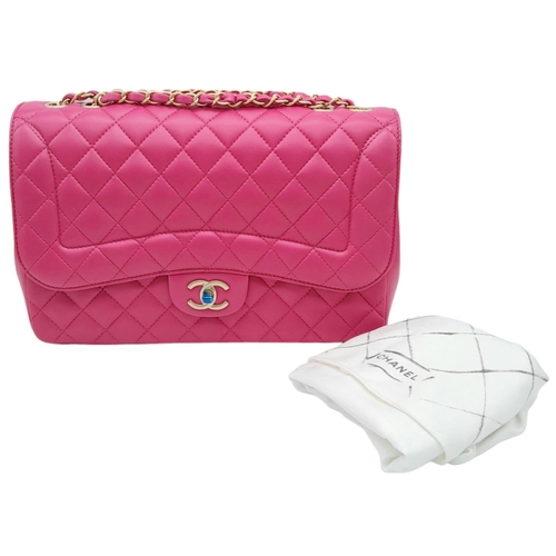 9 - Chanel Mademoiselle Chic Flap Bag.
Beautiful deep pink quilted lambskin leather with diamond stitche... 