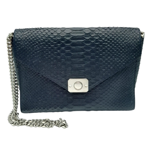 234 - Mulberry Delphine Shoulder Bag.
Rich Blue Python embossed leather exterior with silver toned hardwar... 