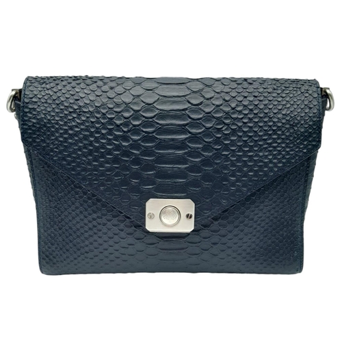 234 - Mulberry Delphine Shoulder Bag.
Rich Blue Python embossed leather exterior with silver toned hardwar... 