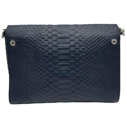 234 - Mulberry Delphine Shoulder Bag.
Rich Blue Python embossed leather exterior with silver toned hardwar... 