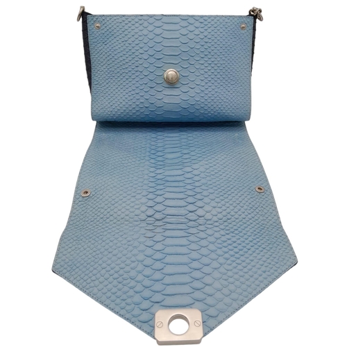 234 - Mulberry Delphine Shoulder Bag.
Rich Blue Python embossed leather exterior with silver toned hardwar... 