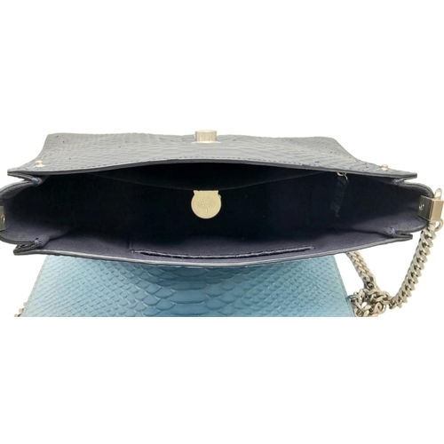 234 - Mulberry Delphine Shoulder Bag.
Rich Blue Python embossed leather exterior with silver toned hardwar... 