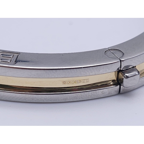 60 - A Buglari B.Zero1 Bangle Bracelet in Stainless Steel with 18k Yellow Gold Inlay, Interior Length 6.4... 