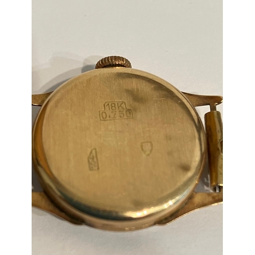 112 - Ladies Vintage 18 carat GOLD AROSA WRISTWATCH. Swiss made with 15 rubies. Manual winding with except... 
