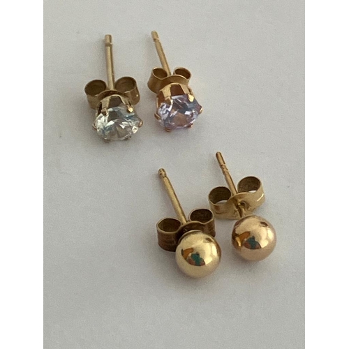 161 - 2 x pairs of GOLD EARRINGS complete with GOLD BACKS. To include one pair of  GOLD ball studs, togeth... 