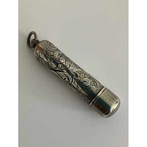 301 - Antique SILVER NEEDLE CASE. Hallmark for Francis Webb, Birmingham 1919. Attractive chased design.