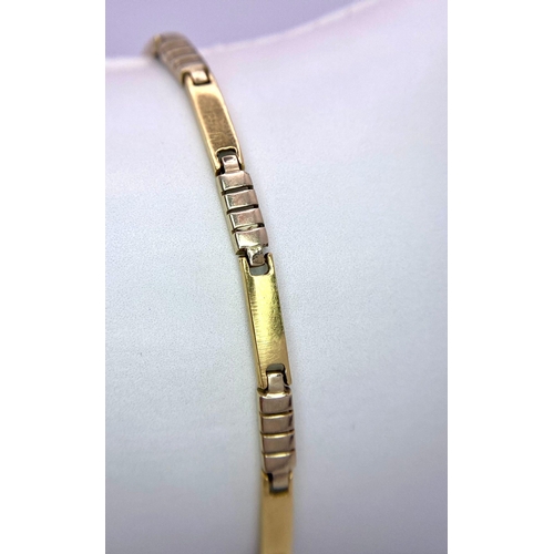 304 - A 9K Yellow Gold Bar Link Bracelet. 18cm. 8.16g weight,