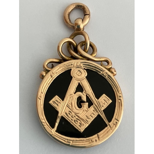 91 - Antique GOLD MASONIC FOB Having clear hallmark for J T J, Birmingham  1920. Finished in Rose Gold wi... 