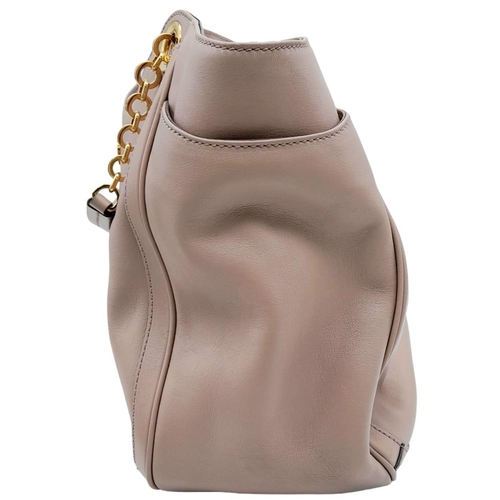 361 - Salvatore Ferragamo Taupe Handbag.
Double handle, central zipped compartment, gold tones and beautif... 