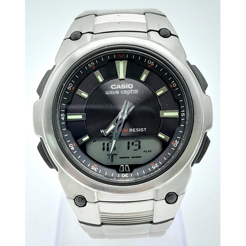 760 - An Excellent Condition Casio Digital and Analogue Wave Ceptor Watch.
45mm Including Crown. New Batte... 