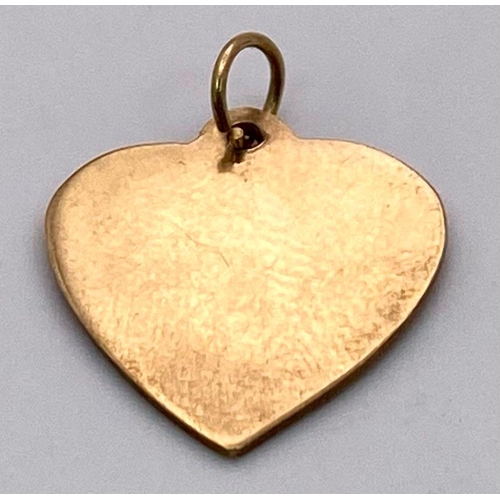 340 - A Vintage 9K Yellow Gold Pendant/Charm. 2cm. 2.05g weight.