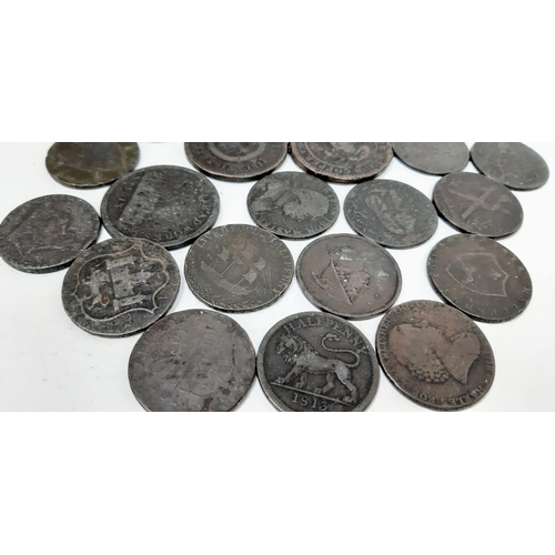 439 - An Eclectic Mix of 21 - 18th and 19th Century Coin Tokens.