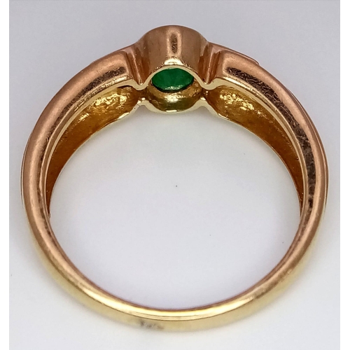 1389 - An Art Deco Style 9K Yellow Gold Emerald Ring. Size N. 2.72g total weight.