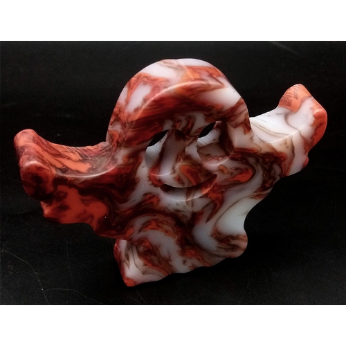 1717 - A Hand-Carved Flame Agate Spectre Figure - Or Spooky Paperweight. 9cm x 8cm.