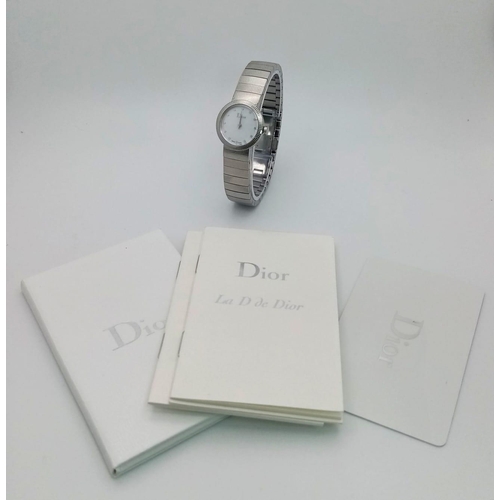 1255 - A Designer Christian Dior Quartz Ladies Watch. Stainless steel bracelet and case - 23mm. White dial.... 