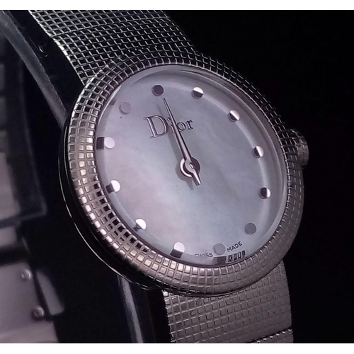 1255 - A Designer Christian Dior Quartz Ladies Watch. Stainless steel bracelet and case - 23mm. White dial.... 