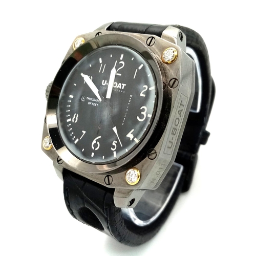 1675 - A U Boat Italo Fontana Gents Divers Watch. Italian made. Black leather strap. Stainless steel case -... 