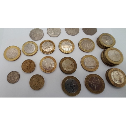 1696 - Collection of British coins of commemorative release.
22x £0.50, 19x £2, 2x £1 and one 1967 Six Penc... 