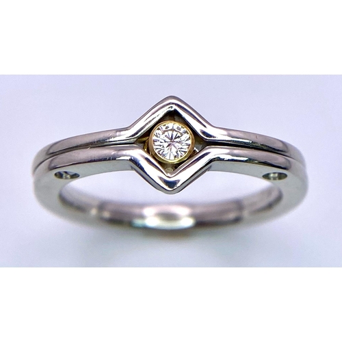 106 - A 950 Platinum, Diamond Solitaire Ring. Size M. 6g total weight.