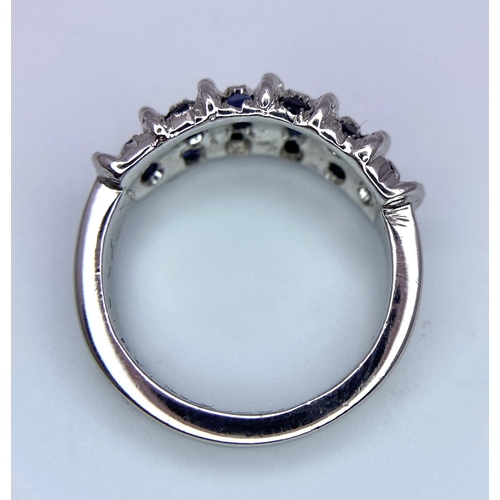 1340 - A Graduating Vertical Band Sapphire 925 Silver Ring. Sapphires - 2ctw. 4.77g total weight. Size M. C... 