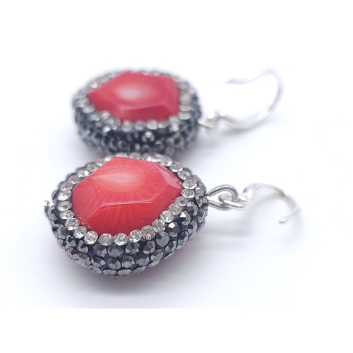 1769 - A Red Coral Chunky Necklace and Earring Set. Necklace - 44cm. Earrings - 15mm diameter.