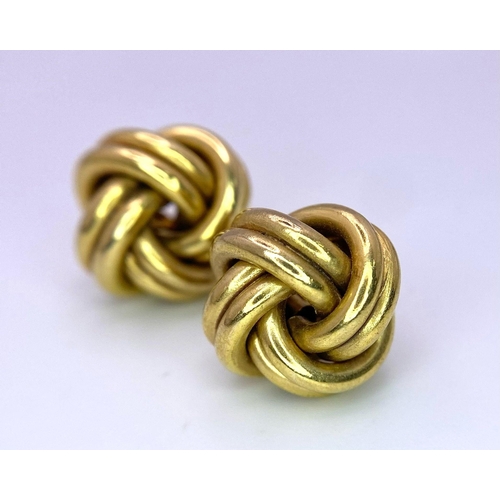 458 - A Pair of 9K Yellow Gold Knot Earrings. 2.58g total weight.