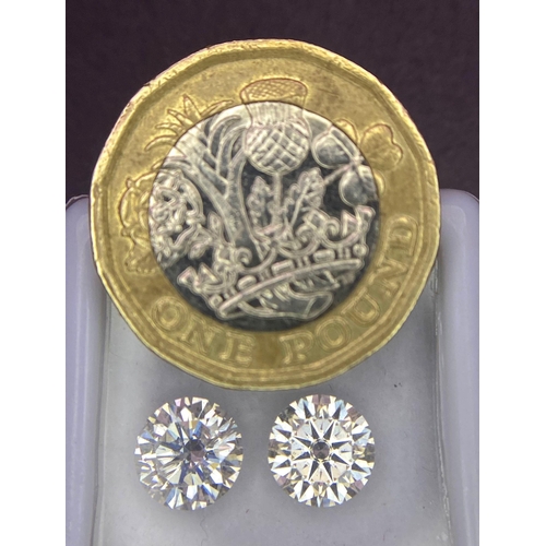 723 - A 2.850ctw Pair of Loose White Moissanite Gemstones. Sealed container with a GLI Certificate. Ref: C... 