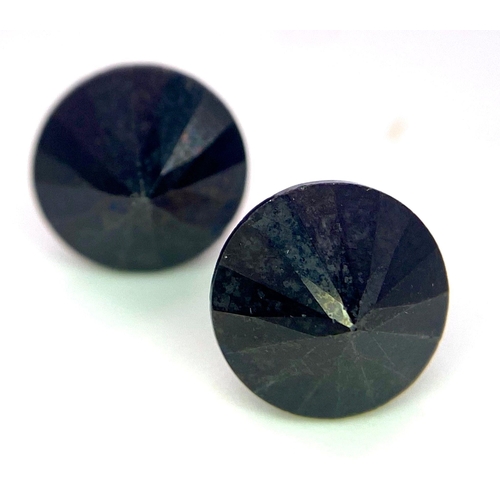 1740 - A Pair of Black Moissanite Earrings on 925 Silver. 9mm studs, 5ctw, 2.27g total weight. No certifica... 