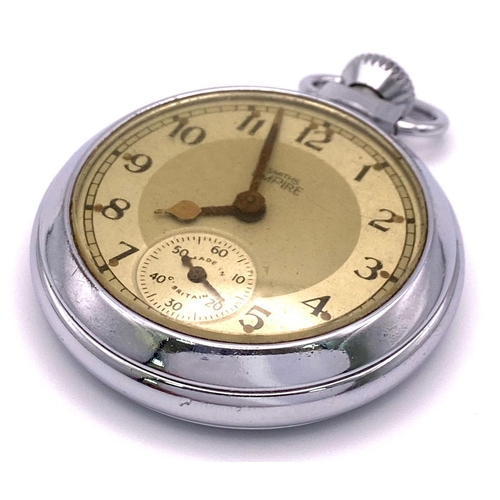 1647 - A Vintage Smiths Empire Pocket Watch. Works but temperamental so a/f. 5cm diameter.