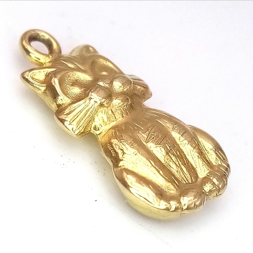 1437 - A 9K YELLOW GOLD PUSSSY CAT CHARM 0.9G