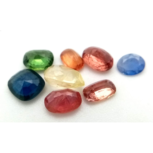 1577 - A 4.85ct Ceylon Mine Sri Lankan Sapphires Faceted Gemstones Lot of 8 Pieces. Mixed Shapes.