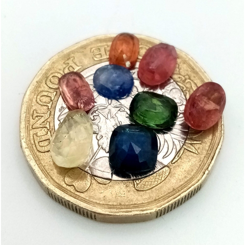 1577 - A 4.85ct Ceylon Mine Sri Lankan Sapphires Faceted Gemstones Lot of 8 Pieces. Mixed Shapes.