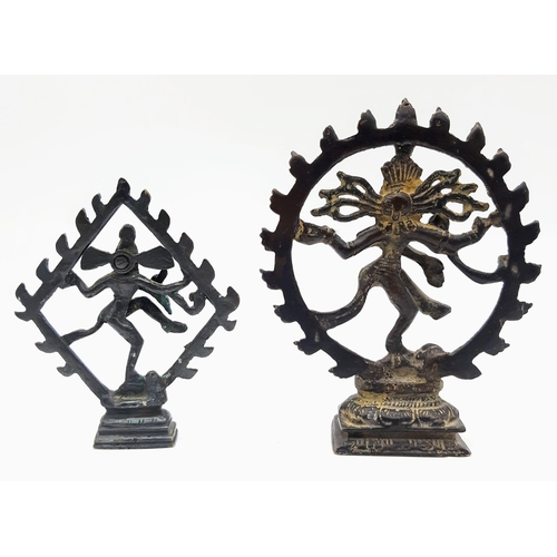 1085 - Two Antique Bronze Hindu Gods Statues.
The circular one stands 15cm tall whilst the other stands 11c... 