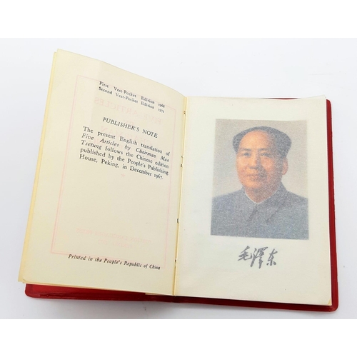 1590 - Five Articles By Chairman Mao Tsetung.
2nd Vest Pocket Edition - 1972. 
Pocketsize softcover book wh... 