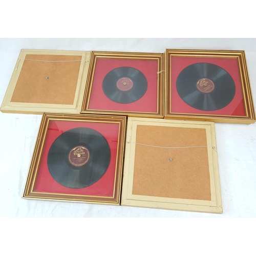 1450 - Eleven Vintage Victrola Records in Well-Constructed Gilded Frames. All are glass covered with wall h... 