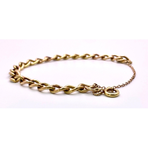 66 - A Vintage 9K Yellow Gold Belcher Link Bracelet. 18cm. 13.75g weight.