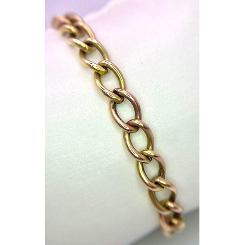 66 - A Vintage 9K Yellow Gold Belcher Link Bracelet. 18cm. 13.75g weight.