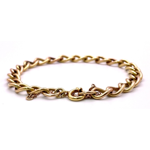 66 - A Vintage 9K Yellow Gold Belcher Link Bracelet. 18cm. 13.75g weight.