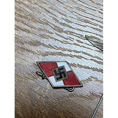 1764 - A WW2 German Luftwaffe Pin Badge and a Hitler Youth Pin Badge with markings of RZM M1/12. Ref: ML553