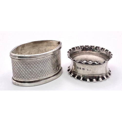 1768 - Two Different Style Sterling Silver Serviette Rings. Hallmarks for Birmingham 1932 and 1899. 30.23g ... 