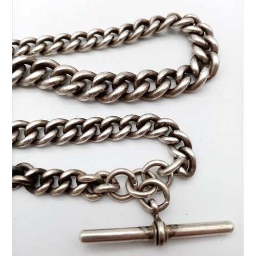 291 - A Silver Albert Chain, Birmingham 1896, Maker: E. Whitehouse & Sons, Length 35cm, Weight 61 grams