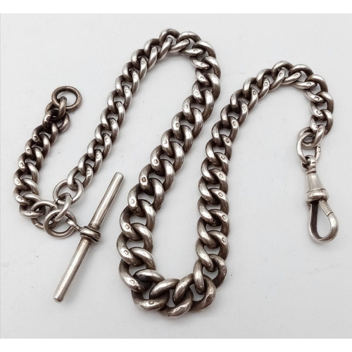 291 - A Silver Albert Chain, Birmingham 1896, Maker: E. Whitehouse & Sons, Length 35cm, Weight 61 grams