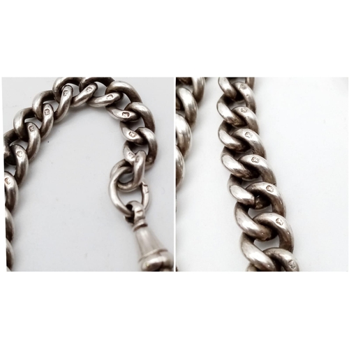 291 - A Silver Albert Chain, Birmingham 1896, Maker: E. Whitehouse & Sons, Length 35cm, Weight 61 grams