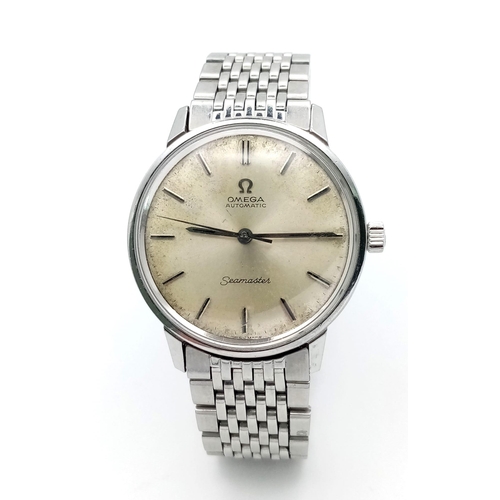 128 - A Vintage Omega (1960s) Automatic Seamaster Gents Watch. Stainless steel bracelet and case - 34mm. L... 